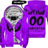 HALLOWEEN V3 – CUSTOM NAME – MONSTER ENERGY – PURPLE  - FLEECE ZIP HOODIE