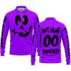HALLOWEEN V4 – CUSTOM NAME – DUCATI – PURPLE - LONG SLEEVE POLO SHIRT