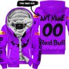 HALLOWEEN V4 – CUSTOM NAME – RED BULL – PURPLE - FLEECE ZIP HOODIE