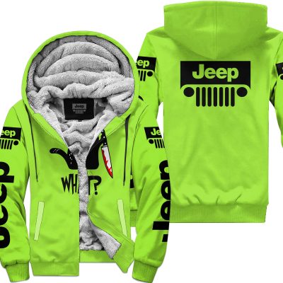 Cat What – Jeep – Green 1 - Fleece Zip Hoodie