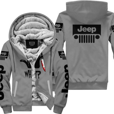 Cat What – Jeep – Grey - Fleece Zip Hoodie