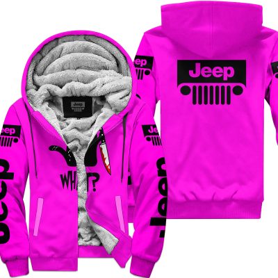 Cat What – Jeep – Pink - Fleece Zip Hoodie