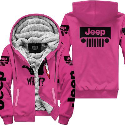 Cat What – Jeep – Pink 1 - Fleece Zip Hoodie