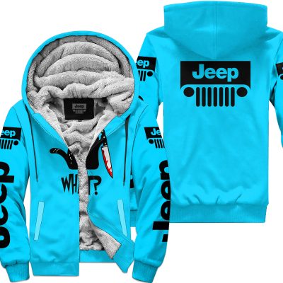 Cat What – Jeep – Sky Blue - Fleece Zip Hoodie