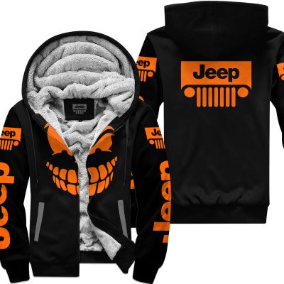 Halloween – Jeep – Black Orange - Fleece Zip Hoodie