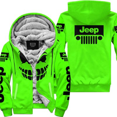 Halloween – Jeep – Green - Fleece Zip Hoodie