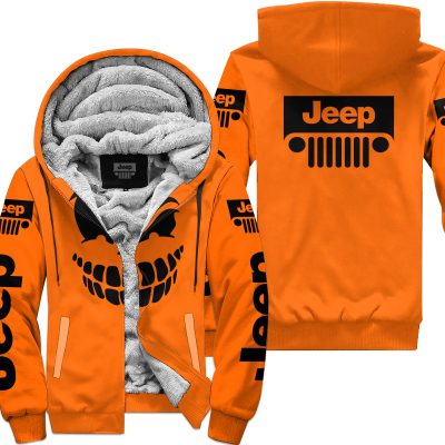 Halloween – Jeep – Orange - Fleece Zip Hoodie