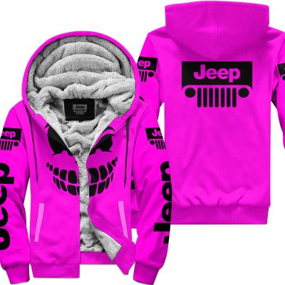 Halloween – Jeep – Pink - Fleece Zip Hoodie