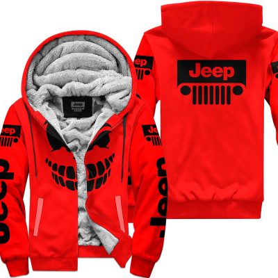 Halloween – Jeep – Red - Fleece Zip Hoodie