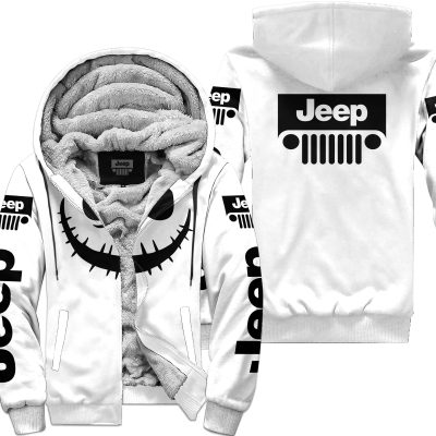 Halloween V1 – Jeep – White - Fleece Zip Hoodie
