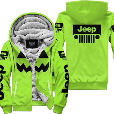 Halloween V2 – Jeep – Green 1 - Fleece Zip Hoodie