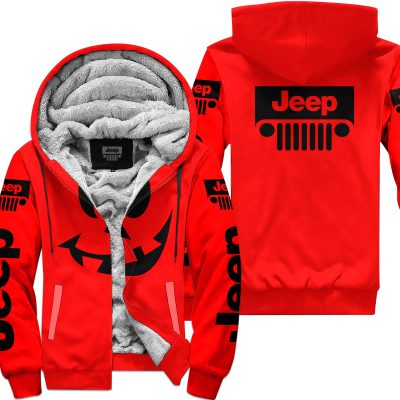 Halloween V4 – Jeep – Red - Fleece Zip Hoodie