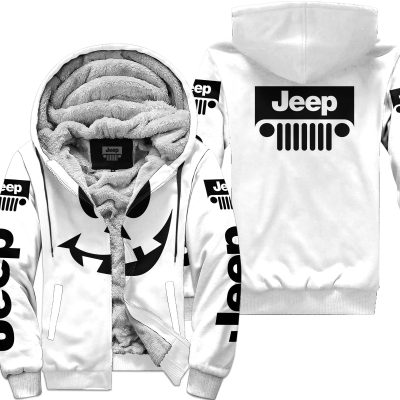 Halloween V4 – Jeep – White - Fleece Zip Hoodie
