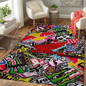 Fox racing checkered flag rug, Fox racing wheelie rug, Fox racing action rug