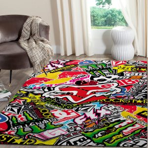 Fox racing freestyle rug, Fox racing rug, Fox racing dirtbike patterned rug