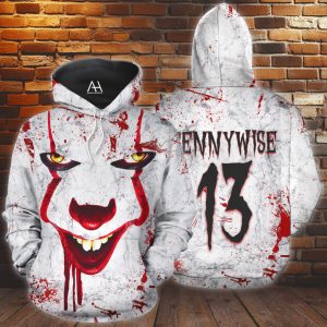 Halloween Horror Pennywise 3d All Over Printed White Shirts