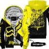 TILL THE FUCKIN FREAKIN TRAINING WHEEL FALL OFF - 3D ALL OVER PRINTED - FOX RACING - YELLOW -  FLEECE ZIP HOODIE