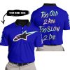 TOO OLD TO RIDE TOO SLOW TO DIE - CUSTOM NAME - ALPINESTARS - NAVY - POLO SHIRT