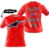 TOO OLD TO RIDE TOO SLOW TO DIE - CUSTOM NAME - ALPINESTARS - RED - T-SHIRT