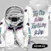 TOO OLD TO RIDE TOO SLOW TO DIE - CUSTOM NAME - FOX RACING - WHITE - FLEECE ZIP HOODIE