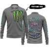 TOO OLD TO RIDE TOO SLOW TO DIE - CUSTOM NAME - MONSTER ENERGY - GREY - LONG SLEEVE POLO SHIRT