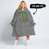 TOO OLD TO RIDE TOO SLOW TO DIE - CUSTOM NAME - MONSTER ENERGY - GREY - OODIE BLANKET HOODIE