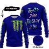 TOO OLD TO RIDE TOO SLOW TO DIE - CUSTOM NAME - MONSTER ENERGY - NAVY - SWEATER UGLY