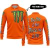 TOO OLD TO RIDE TOO SLOW TO DIE - CUSTOM NAME - MONSTER ENERGY - ORANGE - LONG SLEEVE POLO SHIRT