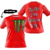 TOO OLD TO RIDE TOO SLOW TO DIE - CUSTOM NAME - MONSTER ENERGY - RED - T-SHIRT