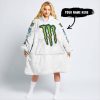 TOO OLD TO RIDE TOO SLOW TO DIE - CUSTOM NAME - MONSTER ENERGY - WHITE - OODIE BLANKET HOODIE
