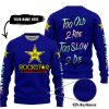 TOO OLD TO RIDE TOO SLOW TO DIE - CUSTOM NAME - ROCKSTAR - NAVY - SWEATER UGLY