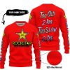 TOO OLD TO RIDE TOO SLOW TO DIE - CUSTOM NAME - ROCKSTAR - RED - SWEATER UGLY