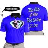 TOO OLD TO RIDE TOO SLOW TO DIE - CUSTOM NAME - THOR RACING - BLUE - POLO SHIRT