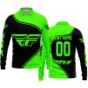 3D ALL OVER PRINTED – LIMITED EDITION – FLY RACING – GREEN - LONG SLEEVE POLO SHIRT