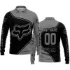 3D ALL OVER PRINTED – LIMITED EDITION – FOX RACING - GREY - LONG SLEEVE POLO SHIRT