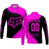 3D ALL OVER PRINTED – LIMITED EDITION – FOX RACING - PINK - LONG SLEEVE POLO SHIRT