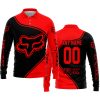 3D ALL OVER PRINTED – LIMITED EDITION – FOX RACING - RED - LONG SLEEVE POLO SHIRT