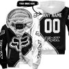 3D ALL OVER PRINTED – LIMITED EDITION – FOX RACING - WHITE - FLEECE ZIP HOODIE