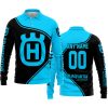 3D ALL OVER PRINTED – LIMITED EDITION – HUSQVARNA – SKY BLUE - LONG SLEEVE POLO SHIRT