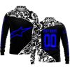 PREMIUM MX – 3D ALL OVER PRINTED – ALPINESTARS - BLACK BLUE - LONG SLEEVE POLO SHIRT