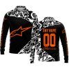 PREMIUM MX – 3D ALL OVER PRINTED – ALPINESTARS - BLACK ORANGE - LONG SLEEVE POLO SHIRT