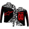 PREMIUM MX – 3D ALL OVER PRINTED – ALPINESTARS - BLACK RED - LONG SLEEVE POLO SHIRT