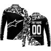 PREMIUM MX – 3D ALL OVER PRINTED – ALPINESTARS - BLACK WHITE - LONG SLEEVE POLO SHIRT