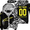 PREMIUM MX – 3D ALL OVER PRINTED – ALPINESTARS - BLACK YELLOW - FLEECE ZIP HOODIE