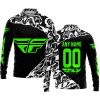 PREMIUM MX – 3D ALL OVER PRINTED – FLY RACING – BLACK GREEN - LONG SLEEVE POLO SHIRT