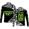 PREMIUM MX – 3D ALL OVER PRINTED – FLY RACING – BLACK GREEN 1 - LONG SLEEVE POLO SHIRT