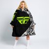 PREMIUM MX – 3D ALL OVER PRINTED – FLY RACING – BLACK NEON - OODIE BLANKET HOODIE