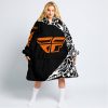 PREMIUM MX – 3D ALL OVER PRINTED – FLY RACING – BLACK ORANGE - OODIE BLANKET HOODIE