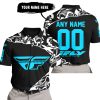 PREMIUM MX – 3D ALL OVER PRINTED – FLY RACING – BLACK SKY BLUE - POLO SHIRT