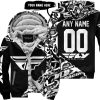 PREMIUM MX – 3D ALL OVER PRINTED – FLY RACING – BLACK WHITE - FLEECE ZIP HOODIE